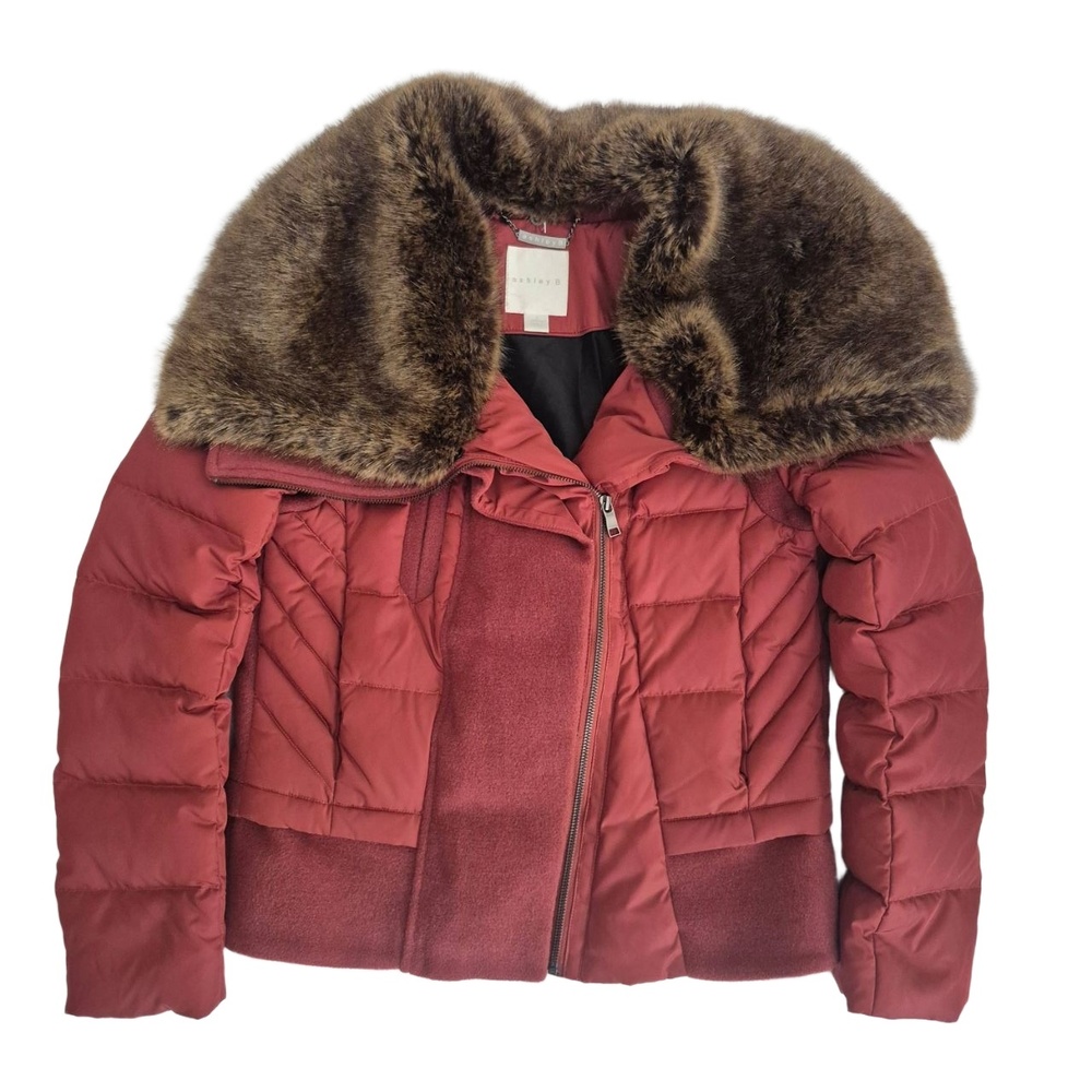 Ashley B Coat Quilted Puffer High Fur Collar Women's Small